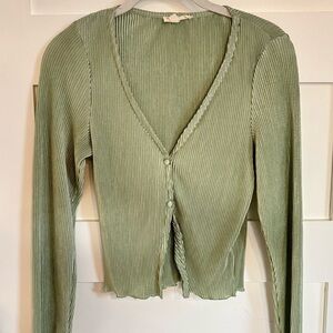PacSun LA Hearts Sage Green Ribbed Blouse